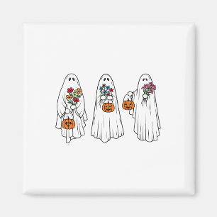 Groovy Vintag Floral Ghost Niedlich Halloween Spoo Magnet