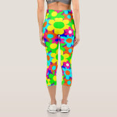 Groovy Vintag Mod Blütenpflanzen Blume Capri Leggings (Rückseite)