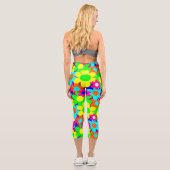 Groovy Vintag Mod Blütenpflanzen Blume Capri Leggings (Rückseite)