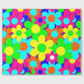 Groovy Vintag Mod Blütenpflanzen Blume Geschenkpapier (Flach)