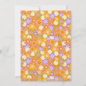Groovy Vintag Orange Purple Flowers Babydusche Einladung (Rückseite)