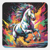 Groovy Vintag Race Race Pop Quadratischer Aufkleber (Vorderseite)