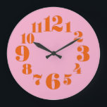 Groovy Vintag/Retro 1970er Jahre Orange und Pink Große Wanduhr<br><div class="desc">1970er Hues auf einer Uhr!</div>