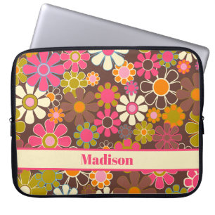 Groovy Vintag Style Floral Pattern 60er 70er Laptopschutzhülle