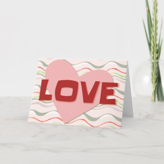 Groovy Vintag Style Heart Liebe Note Card Karte (Vorderseite)