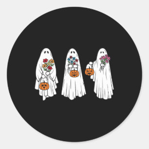 Groovy Vintage Floral Geist Süß Halloween Gruselig Runder Aufkleber