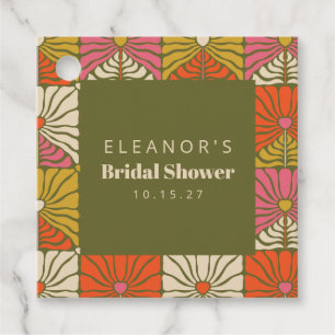 Groovy Vintage Grün Floral Brautparty Benutzerdefi Geschenkanhänger
