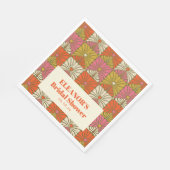 Groovy Vintage Orange Blumige Hochzeitsdusche Name Serviette (Ecke)