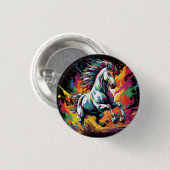 Groovy Vintage-Rennpferd Pop-Art Button (Vorne & Hinten)