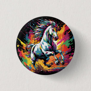 Groovy Vintage-Rennpferd Pop-Art Button