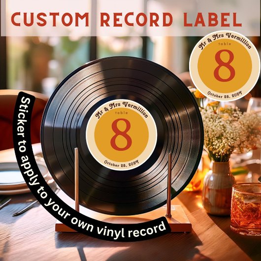 Groovy Vinyl Record Label Aufkleber für Tischnumme