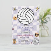 Groovy volleyball party invitation einladung (Stehend Vorderseite)