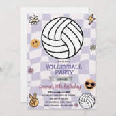 Groovy volleyball party invitation einladung (Vorne/Hinten)