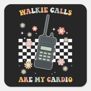 Groovy Walkie Anrufe sind meine Cardio Sonderausbi Quadratischer Aufkleber