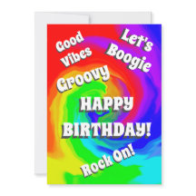 Groovy Wave of Colors Good Vibes Happy Birthday