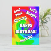 Groovy Wave of Colors Good Vibes Happy Birthday (Stehend Vorderseite)
