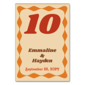 Groovy Wavy Orange und Brown Tischnummer Card (Rückseite)