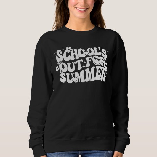 Groovy wavy School s Out For Summer Graduation Tea Sweatshirt (Vorderseite)