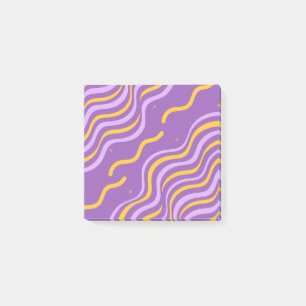 Groovy Wavy Stripe Lila Gelber Abstrakter Frühling Post-it Klebezettel