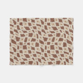 Groovy Wavy Trippy 60er Blume Karo Neutral Brown Fleecedecke (Vorderseite (Horizontal))