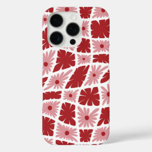Groovy Wavy Trippy 60er Blume Karo Rot Rosa iPhone 16 Pro Hülle