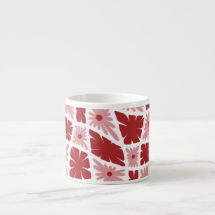 Groovy Wavy Trippy 60er Blume Karo Rot Rosa Espressotasse