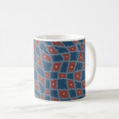 Groovy Wavy Trippy 60er Blume Karos Blue Red Kaffeetasse (VorderseiteRechts)