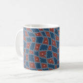 Groovy Wavy Trippy 60er Blume Karos Blue Red Kaffeetasse (Vorderseite Links)