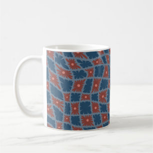 Groovy Wavy Trippy 60er Blume Karos Blue Red Kaffeetasse