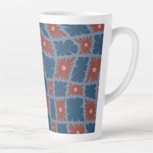 Groovy Wavy Trippy 60er Blume Karos Blue Red Milchtasse