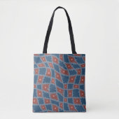 Groovy Wavy Trippy 60er Blume Karos Blue Red Tasche (Vorderseite)