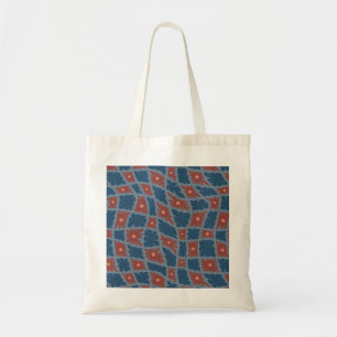 Groovy Wavy Trippy 60er Blume Karos Blue Red Tragetasche