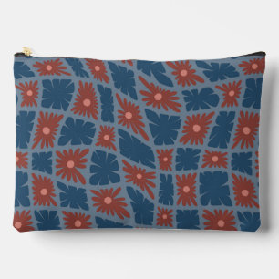 Groovy Wavy Trippy 60er Blume Karos Blue Red Zubehörtasche
