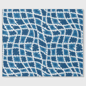 Groovy Wavy Trippy 60er Blume Karos Blues Geschenkpapier (Flach)