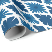 Groovy Wavy Trippy 60er Blume Karos Blues Geschenkpapier (Rolleneckpunkt)