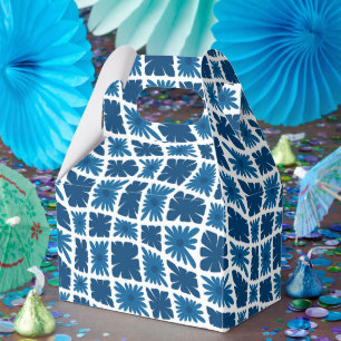 Groovy Wavy Trippy 60er Blume Karos Blues Geschenkschachtel