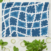 Groovy Wavy Trippy 60er Blume Karos Blues Geschirrtuch (Gefaltet)
