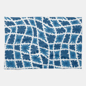 Groovy Wavy Trippy 60er Blume Karos Blues Geschirrtuch (Horizontal)