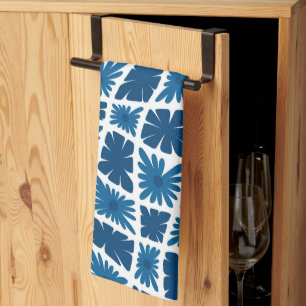 Groovy Wavy Trippy 60er Blume Karos Blues Geschirrtuch