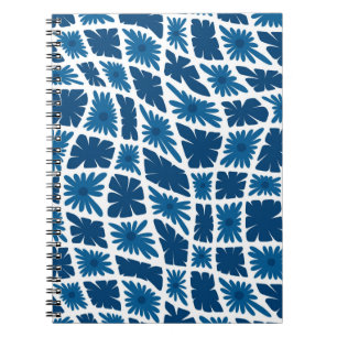 Groovy Wavy Trippy 60er Blume Karos Blues Notizblock