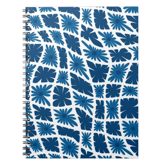 Groovy Wavy Trippy 60er Blume Karos Blues Notizblock (Vorderseite)