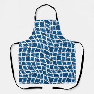 Groovy Wavy Trippy 60er Blume Karos Blues Schürze
