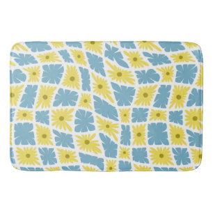 Groovy Wavy Trippy 60er Blume Karos Gelb Blau Badematte