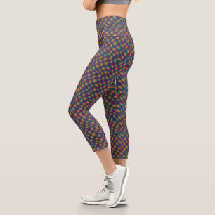Groovy Wavy Trippy 60er Blume Karos Orange Pink Capri Leggings