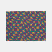 Groovy Wavy Trippy 60er Blume Karos Orange Pink Fleecedecke (Vorderseite (Horizontal))