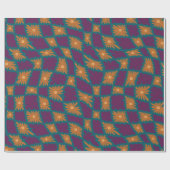Groovy Wavy Trippy 60er Blume Karos Orange Pink Geschenkpapier (Flach)
