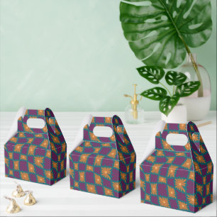 Groovy Wavy Trippy 60er Blume Karos Orange Pink Geschenkschachtel