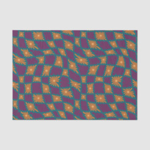 Groovy Wavy Trippy 60er Blume Karos Orange Pink Seidenpapier