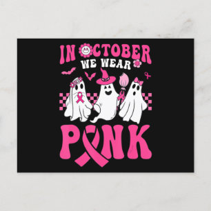 Groovy Wear Pink Breast Cancer Warrior Ghost Hallo Postkarte