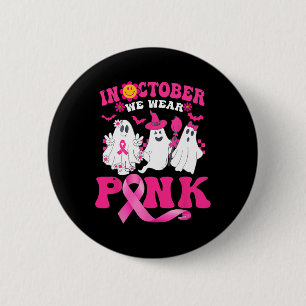 Groovy Wear Pink Brustkrebs Krieger Niedlich Ghost Button